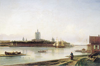 从大奥赫塔看到的斯莫尔尼 Smolny as seen from Bolshaya Okhta (c.1870)，阿列克谢·博古洛波夫