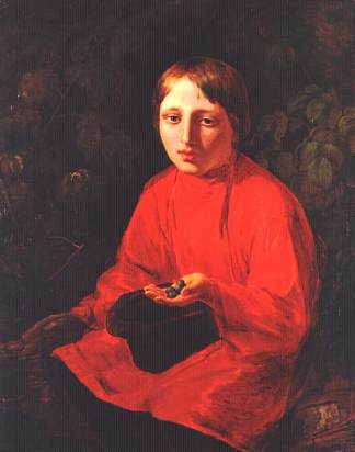 一个穿红色衬衫的男孩 A Boy in a Red Shirt (1845)，维涅齐昂诺夫