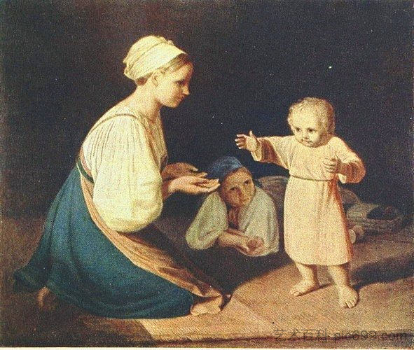 第一步（有孩子的农妇） First Steps (Peasant Woman with child)，维涅齐昂诺夫