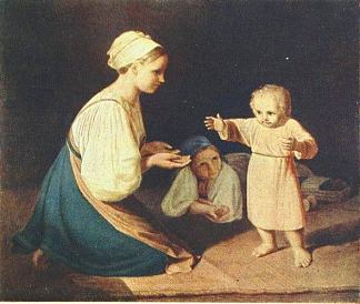 第一步（有孩子的农妇） First Steps (Peasant Woman with child)，维涅齐昂诺夫