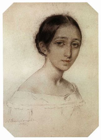 一个女孩的肖像 Portrait of a Girl (1846)，维涅齐昂诺夫