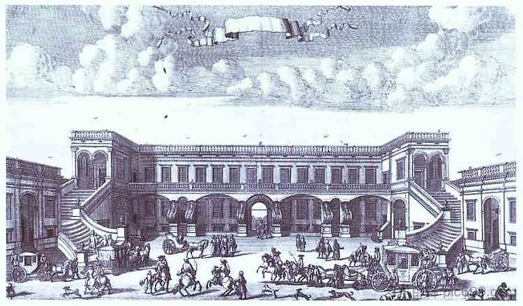 从庭院看加加林的莫斯科大厦 View of the Gagarin's Moscow Mansion from the Courtyard (1707; Russian Federation  )，阿列克谢·费奥多罗维奇·祖博夫