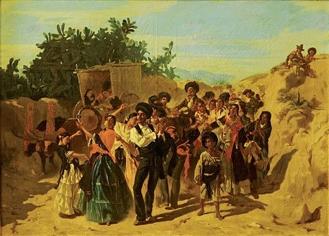 从安达卢西亚聚会归来的波希米亚人 Bohemians returning from a party in Andalusia (1852)，阿尔弗雷德·德霍登克