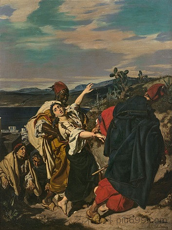 绑架一名犹太妇女 The abduction of a Jewish woman (c.1859)，阿尔弗雷德·德霍登克