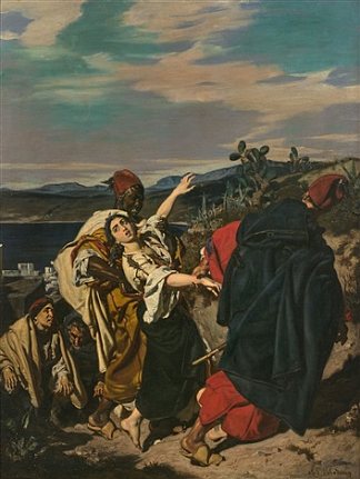 绑架一名犹太妇女 The abduction of a Jewish woman (c.1859)，阿尔弗雷德·德霍登克