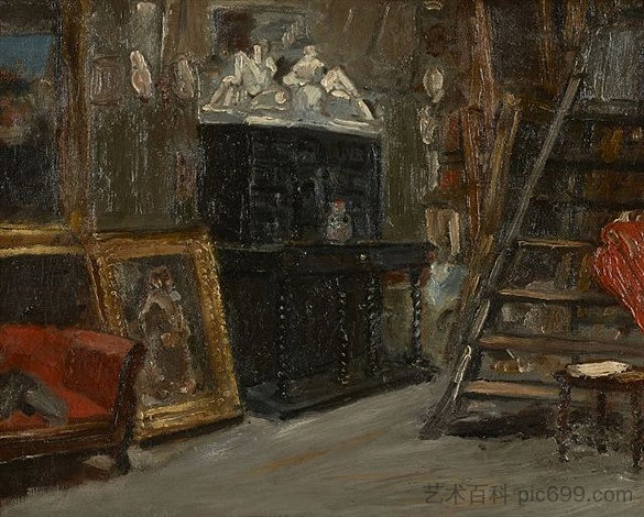 艺术家工作室的景色 View of the artist's studio,阿尔弗雷德·德霍登克