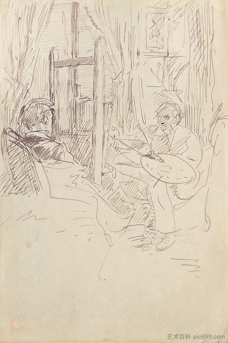 艺术家和他的模特 The artist and his model (c.1870),阿尔弗雷德·德霍登克