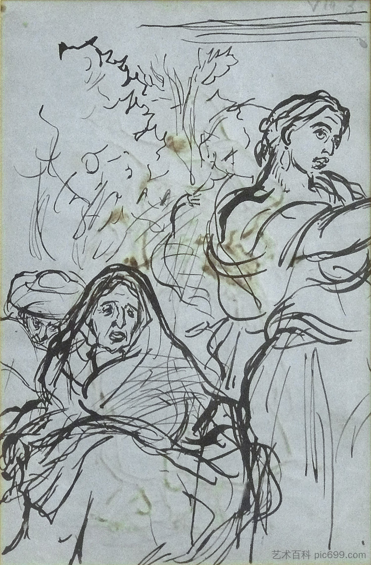 吉普赛舞蹈研究（前） Study for the Gypsy Dance (front) (c.1851)，阿尔弗雷德·德霍登克