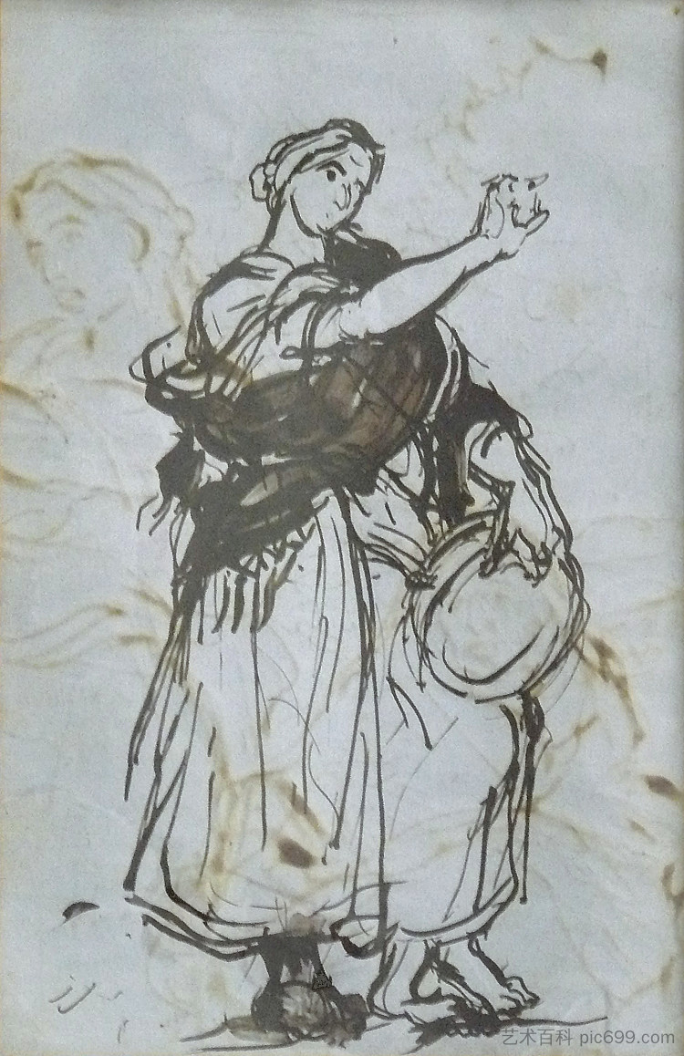 吉普赛舞蹈研究（背面） Study for the Gypsy Dance (back) (c.1851)，阿尔弗雷德·德霍登克