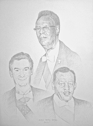 委托的皇室群像：卢旺达国王基格利陛下与最亲密的伙伴 Commissioned royal group portrait: HM King Kigeli of Rwanda with the closest associates (2013; Croatia                     )，阿尔弗雷德·弗雷迪·克鲁帕