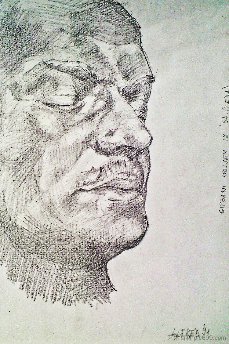 1954年祖父脸的石膏模型(面具) The plaster cast of my grandfather's face from 1954 (Mask) (1991; Karlovac,Croatia ),阿尔弗雷德·弗雷迪·克鲁帕