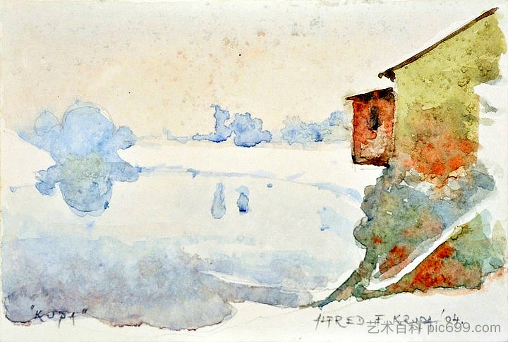 在雪下的库帕河 At the Kupa river under the snow (2004; Karlovac,Croatia ),阿尔弗雷德·弗雷迪·克鲁帕