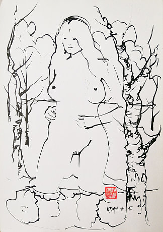 一个僻静的沐浴者的素描 A sketch of one secluded bather (2015; Croatia                     )，阿尔弗雷德·弗雷迪·克鲁帕