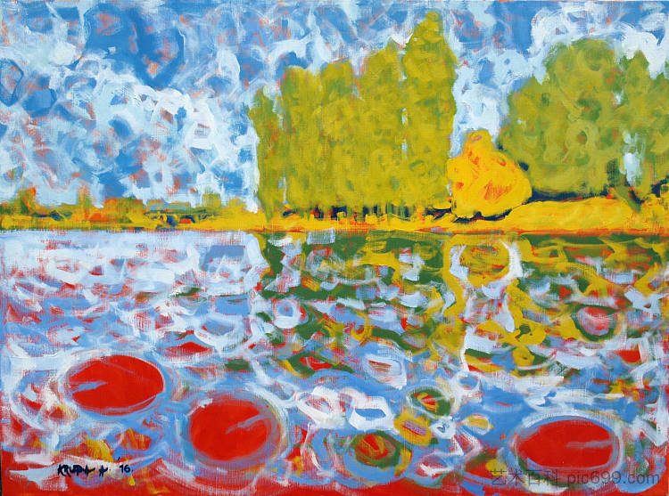 红睡莲 Red water lilies (2016; Karlovac,Croatia ),阿尔弗雷德·弗雷迪·克鲁帕