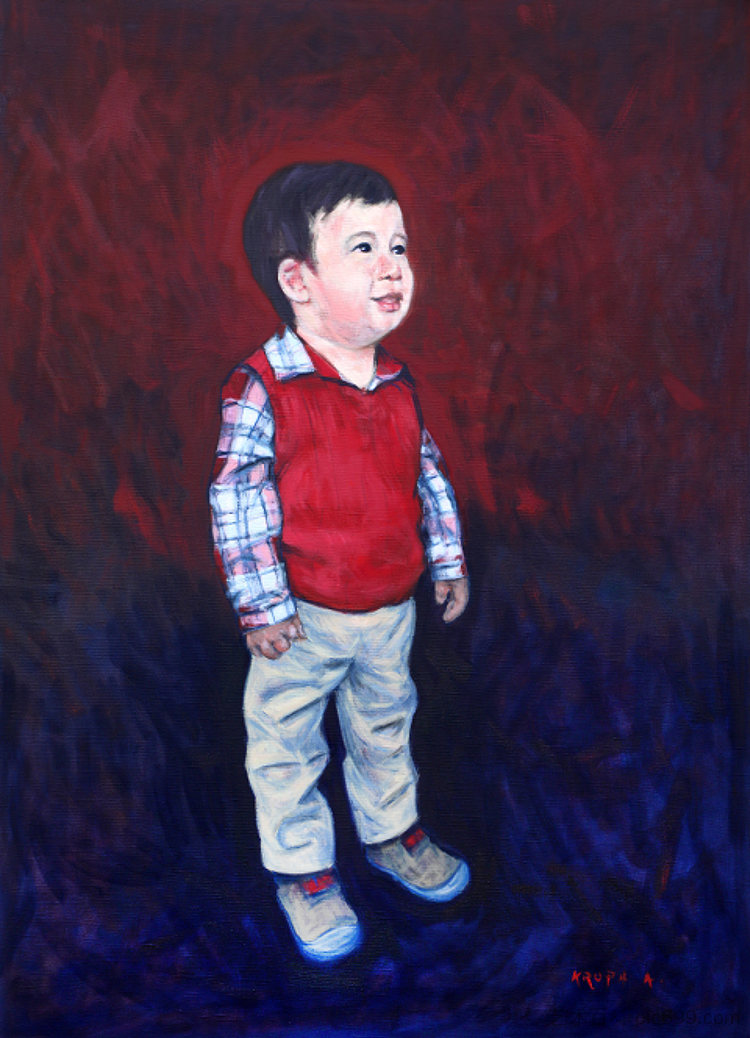 穿着红色毛衣的男孩的肖像 The portrait of the boy in a red sweater (2017; Croatia  )，阿尔弗雷德·弗雷迪·克鲁帕