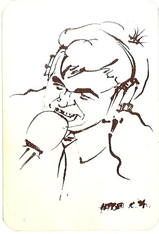 电台经理布兰科·奥布拉多维奇-基纳的漫画 Caricature of the radio manager Branko Obradović-Kina (1994; Karlovac,Croatia                     )，阿尔弗雷德·弗雷迪·克鲁帕