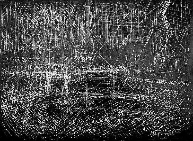 在太阳的蜘蛛网中:瀑布和科拉纳河上方 In the cobweb of the sun: above the waterfall and the river Korana (2021; Croatia ),阿尔弗雷德·弗雷迪·克鲁帕