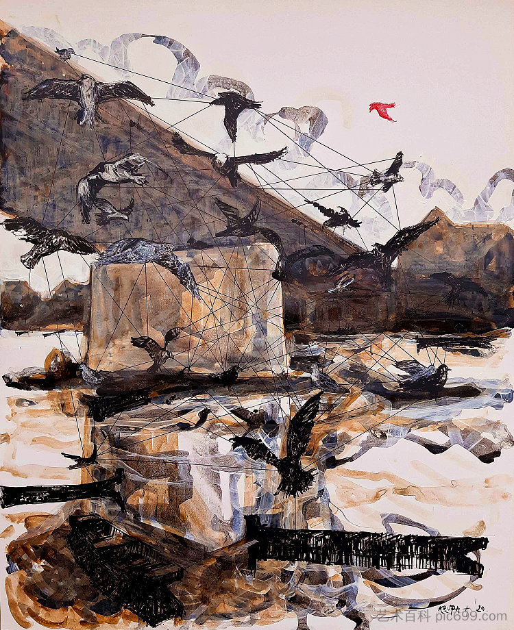 自由的鸟(COVID-19 艺术品第 2 号) The free bird (COVID-19 artwork no.2) (2020; Croatia ),阿尔弗雷德·弗雷迪·克鲁帕