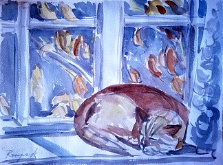 窗户上的猫 The cat on the window (1983; Karlovac,Croatia                     )，阿尔弗雷德·克鲁帕