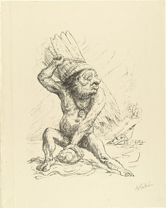 来自莎士比亚愿景（Shakespeare Visionen）作品集的卡利班 Caliban from the portfolio Visions of Shakespeare (Shakespeare Visionen) (1918)，阿尔弗雷德·库宾