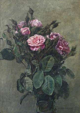 一束伦敦市场花园苔藓玫瑰 A Bunch of London Market Garden Moss Roses，艾尔弗雷德·帕森斯