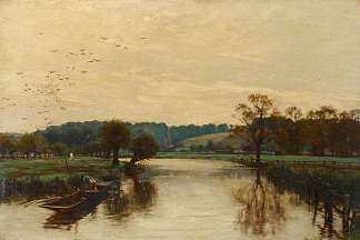 肯尼特的早晨 Morning on the Kennet (1880)，艾尔弗雷德·帕森斯