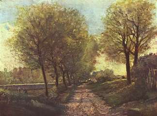 小镇上的树木大道 Avenue of trees in a small town (1866)，阿尔弗莱德·西斯莱