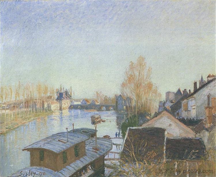 莫雷特附近的洛恩河岸 Banks of the Loing near Moret (1890)，阿尔弗莱德·西斯莱