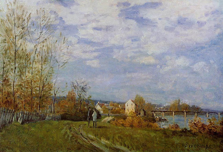 布吉瓦尔的塞纳河畔 Banks of the Seine at Bougival (1876)，阿尔弗莱德·西斯莱