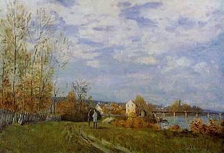 布吉瓦尔的塞纳河畔 Banks of the Seine at Bougival (1876)，阿尔弗莱德·西斯莱