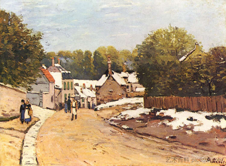 卢维西讷的第一场雪 First Snow in Louveciennes (1870)，阿尔弗莱德·西斯莱