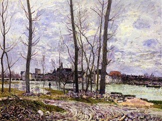 洛恩河畔莫雷特的洪水 Flood at Moret sur Loing (1888)，阿尔弗莱德·西斯莱