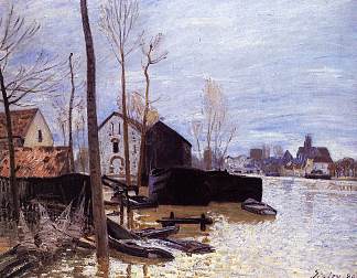 莫雷特洪水泛滥 Flooding at Moret (1889)，阿尔弗莱德·西斯莱