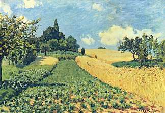 阿让特伊山上的粮田 Grain fields on the hills of Argenteuil (1873)，阿尔弗莱德·西斯莱