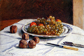 葡萄和核桃 Grapes And Walnuts (1876)，阿尔弗莱德·西斯莱