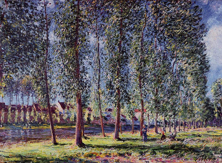 莫雷特的杨树巷 Lane of Poplars at Moret (1888)，阿尔弗莱德·西斯莱