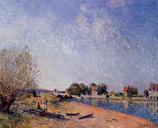 圣玛梅斯的洛恩运河 Loing Canal at Saint Mammes (1885)，阿尔弗莱德·西斯莱