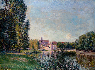 洛恩河和莫雷特教堂 Loing River and Church at Moret (1886)，阿尔弗莱德·西斯莱