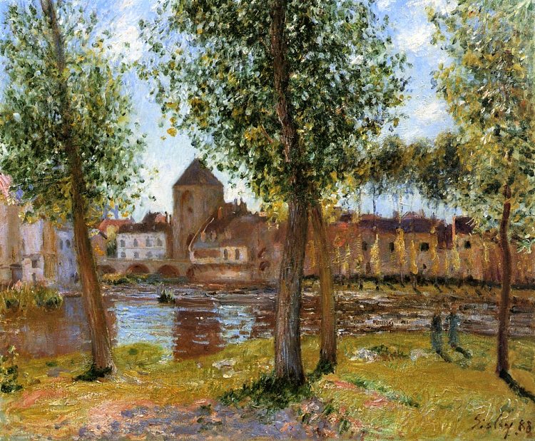 杨树在洛因河畔莫雷特，八月的下午 Poplars a Moret sur Loing, an August Afternoon (1888)，阿尔弗莱德·西斯莱