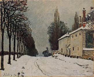 路上的雪，卢维西讷（Chemin de la Machine） Snow on the Road, Louveciennes (Chemin de la Machine) (1874)，阿尔弗莱德·西斯莱