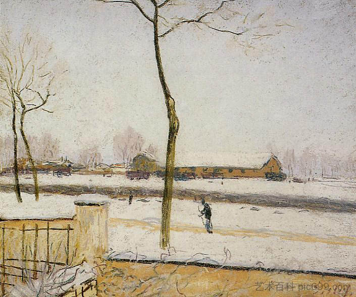 雪景莫雷特站 Snow Scene Moret Station (1888)，阿尔弗莱德·西斯莱