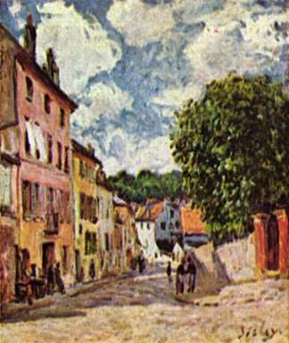 莫雷特苏尔洛恩的街道 Street in Moret Sur Loing (1892)，阿尔弗莱德·西斯莱