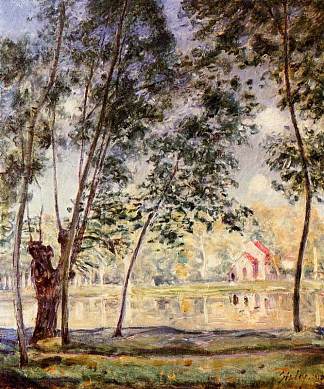 阳光明媚的午后柳树在洛恩河畔 Sunny Afternoon Willows by the Loing (1890)，阿尔弗莱德·西斯莱