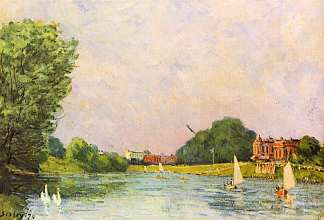 汉普顿宫的泰晤士河 Thames at Hampton Court (1874)，阿尔弗莱德·西斯莱