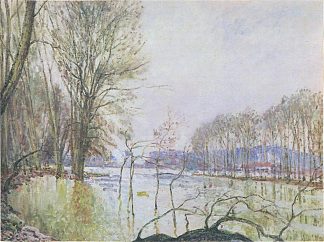 秋洪水中的塞纳河畔 The Banks of the Seine in Autumn flood，阿尔弗莱德·西斯莱