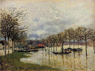 通往圣日耳曼的路上的洪水 The Flood on the Road to Saint Germain (1876)，阿尔弗莱德·西斯莱