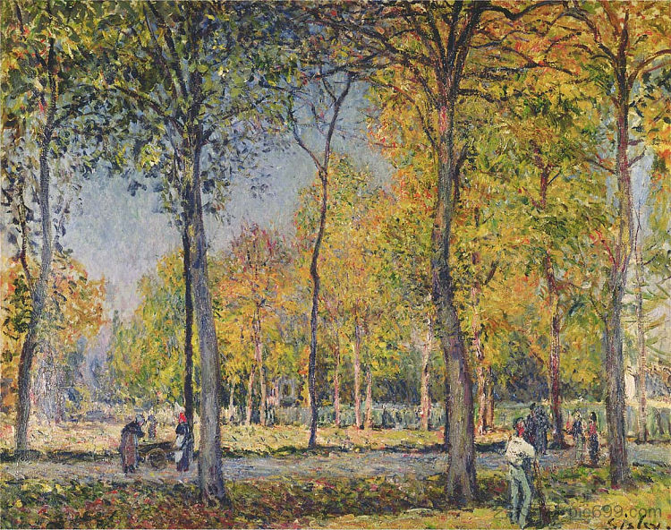 布洛涅森林 The Forest at Boulogne (c.1880)，阿尔弗莱德·西斯莱