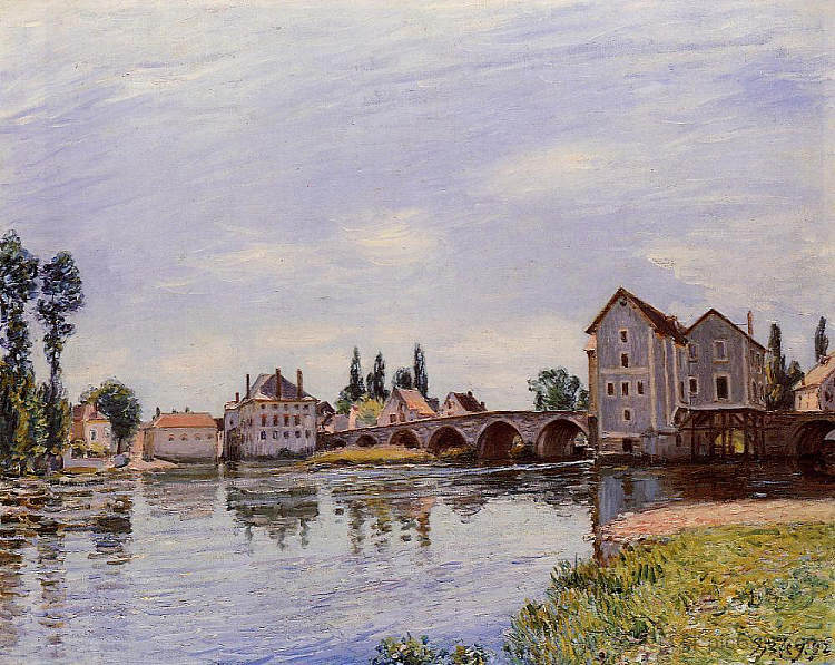 莫雷特桥淌的洛恩 The Loing Flowing under the Moret Bridge (1892)，阿尔弗莱德·西斯莱