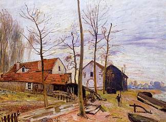 莫雷特磨坊，日出 The Mills of Moret, Sunrise (1889)，阿尔弗莱德·西斯莱
