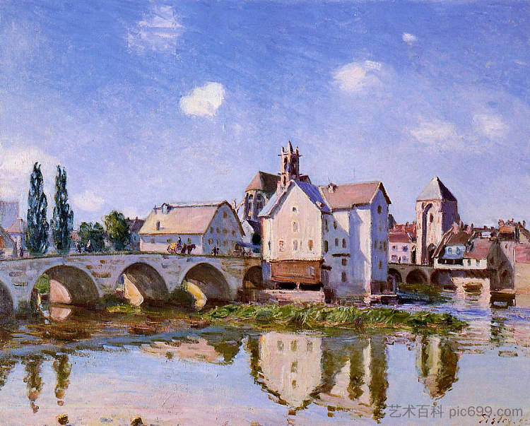 阳光下的莫雷特桥 The Moret Bridge in the Sunlight (1892)，阿尔弗莱德·西斯莱